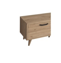 Mueble de TV en Roble con 2 Cajones y Estantes - 180x35x48.5 cm con Patas de Madera.