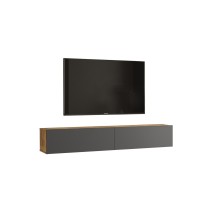 Mueble de TV de Pared moderno Antracita y Roble con 2 Cajones - 180x31.6x29.6 cm.