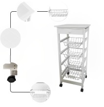 Verdulero Frutero de Cocina 4 Cestas y Cajón 37x37x85 Blanco