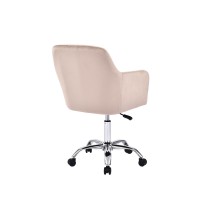 Silla de Oficina en Terciopelo Rosa con Patas Metálicas - 94/80x55x54 cm, Estilo Elegante y Confortable.