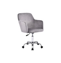 Silla de Oficina en Terciopelo Gris con Patas Metálicas - 94/80x55x54 cm, Estilo Elegante y Confortable.